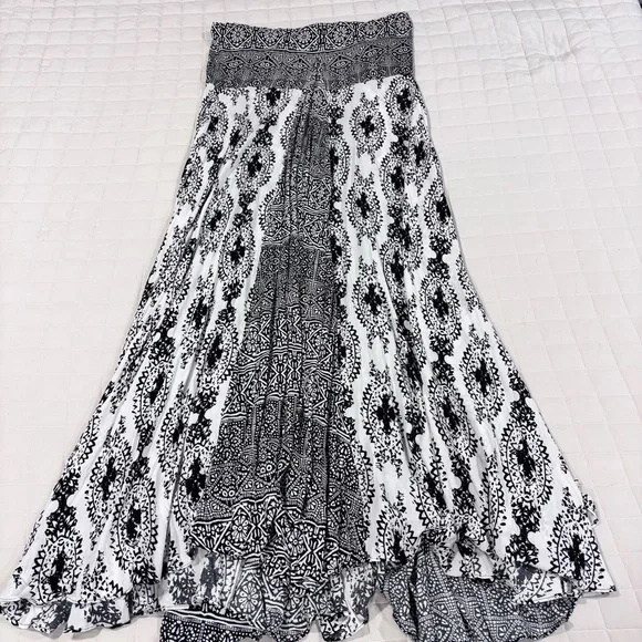 Free People Women Of The Water Maxi Dress Bandeau Black White Boho Small/Medium - Picture 4 of 12